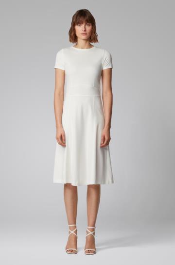 Sukienka BOSS Short Sleeved Białe Damskie (Pl97558)